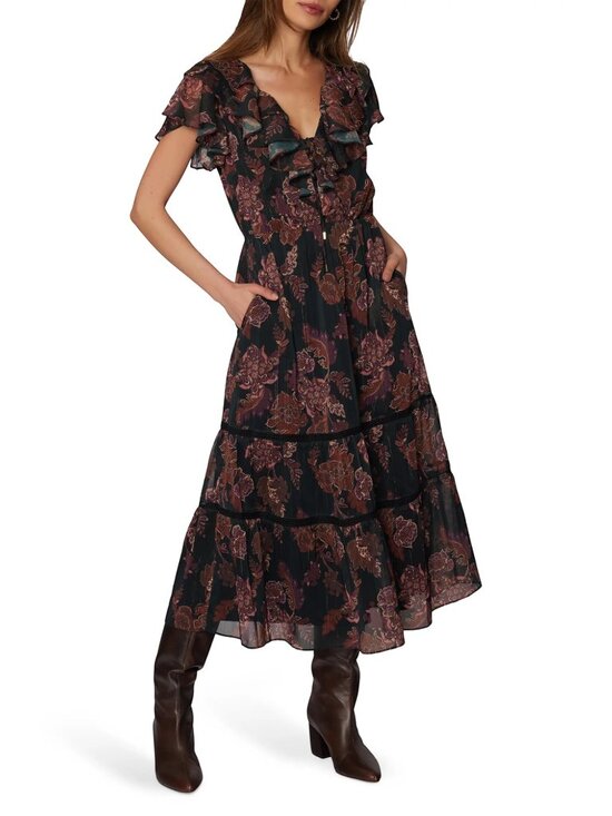 Lost + Wander Dresses & Skirts - Boho Floral Ruffle Midi Dress M